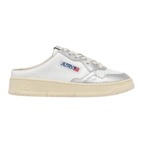 Witte Leren Color Block Platte Schoenen Autry , White , Dames