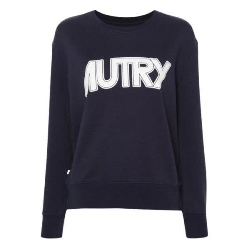 Blauwe Sweater Jersey Logo Print Autry , Blue , Dames