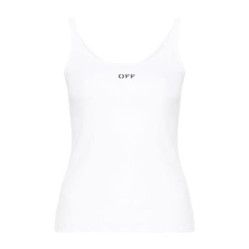 Witte Elastische Tanktop Off White , White , Dames