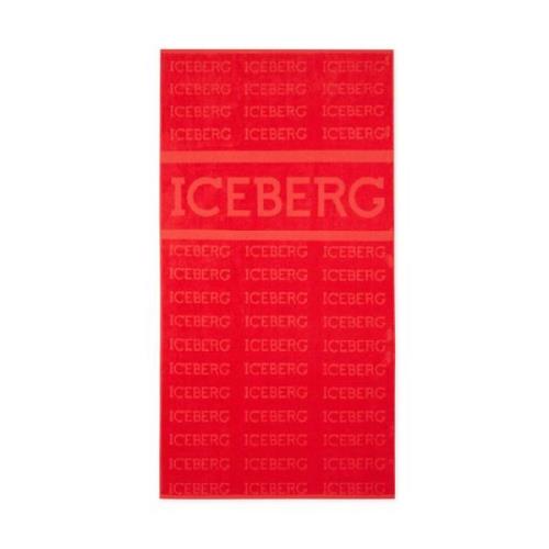 Rood Jacquard Strandlaken Iceberg , Red , Heren