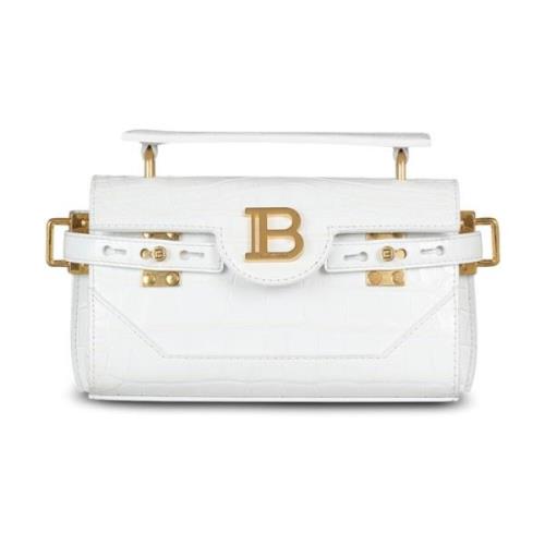 B-Buzz 19 tas in krokodileffect-geprint leer Balmain , White , Dames