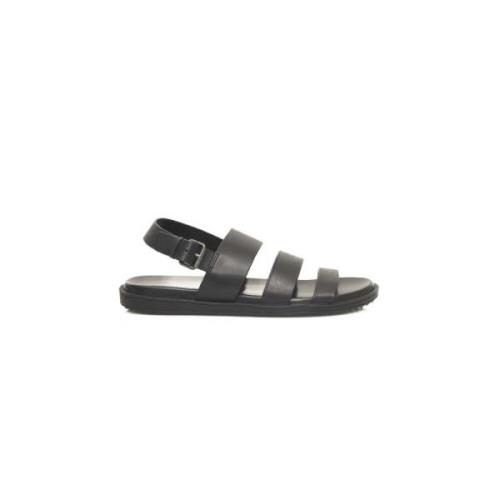 Leren Brede Band Gesp Sandalen Cerruti 1881 , Black , Heren