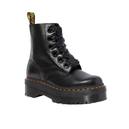 Zwarte Leren Chunky Zool Laarzen Dr. Martens , Black , Dames