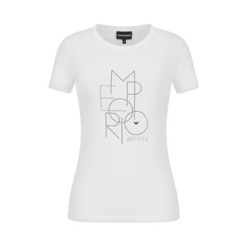 Korte Mouw T-shirt Emporio Armani , White , Dames