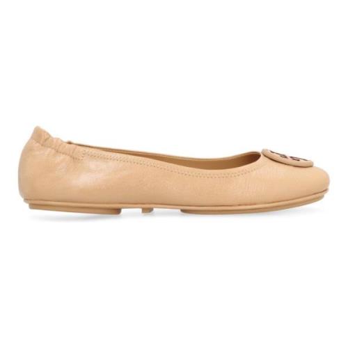 Leren Ballet Flats Elastische Neuslijn Tory Burch , Brown , Dames