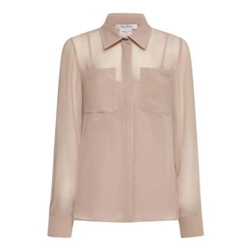 Poederroze Zijden Sheer Shirt Max Mara , Pink , Dames