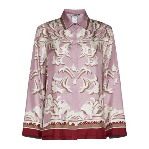 Roze Primula Zijden Ornamentale Print Shirt Max Mara , Multicolor , Da...