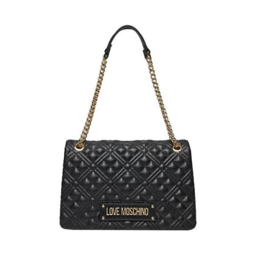 Zwarte Schoudertas Elegant Ontwerp Moschino , Black , Dames