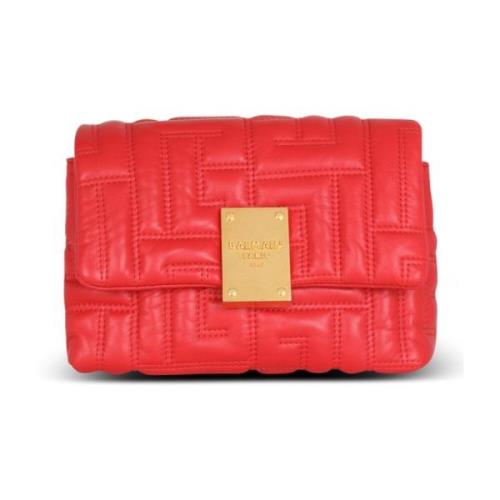 1945 Zachte mini tas in gewatteerd leer Balmain , Red , Dames