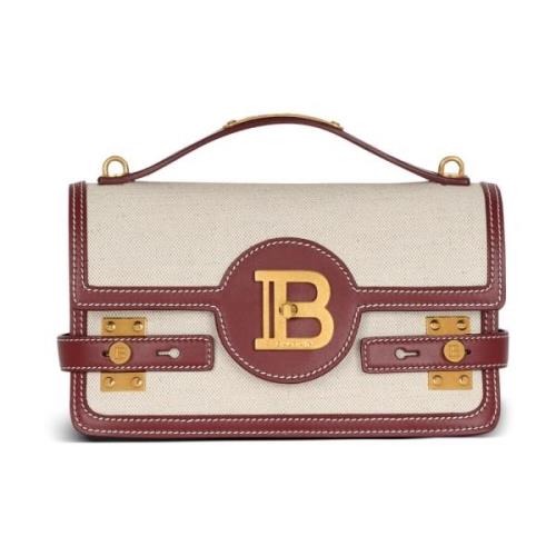 B-Buzz 24 canvas en leren tas Balmain , Beige , Dames