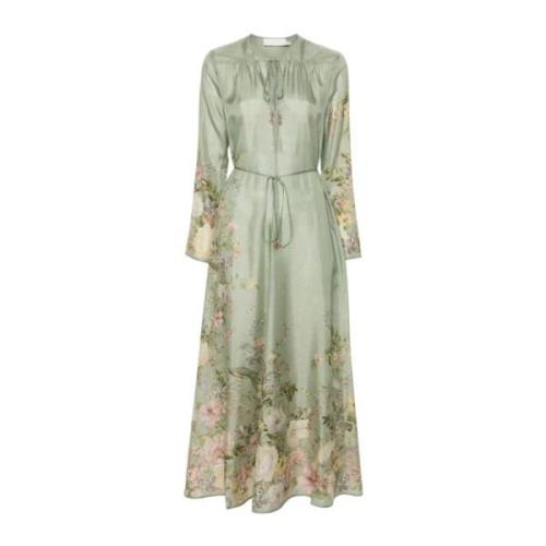 Bloemen Zijden Maxi Jurk Zimmermann , Green , Dames