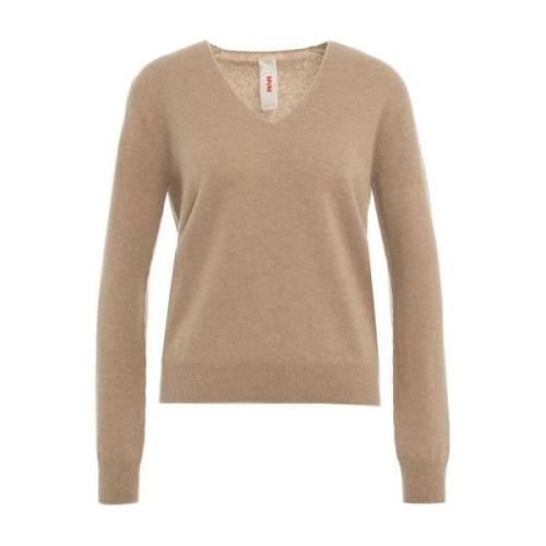 Luxe Cashmere Gebreide Trui Beige MVM , Beige , Dames