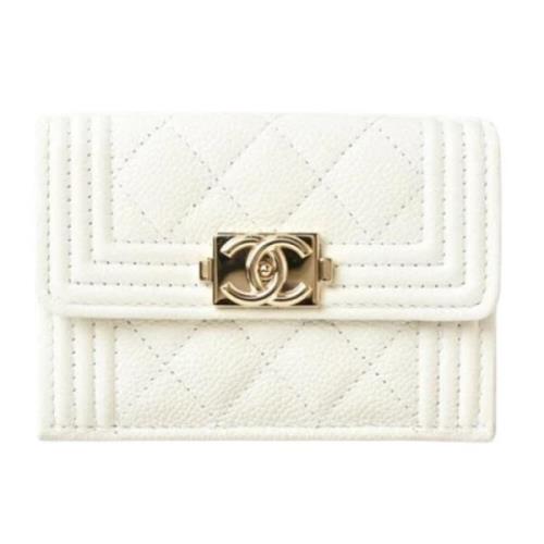 Pre-owned Leather wallets Chanel Vintage , White , Dames