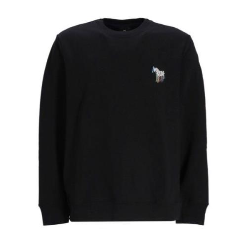 Zebra Logo Zwarte Katoenen Sweatshirt PS By Paul Smith , Black , Heren