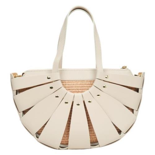 Dames Beige Mand Handtas gemaakt van Echt Italiaans Leer Er00115029 Es...