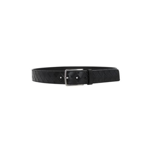 Zwart Gevlochten Leren Riem Bottega Veneta , Black , Heren