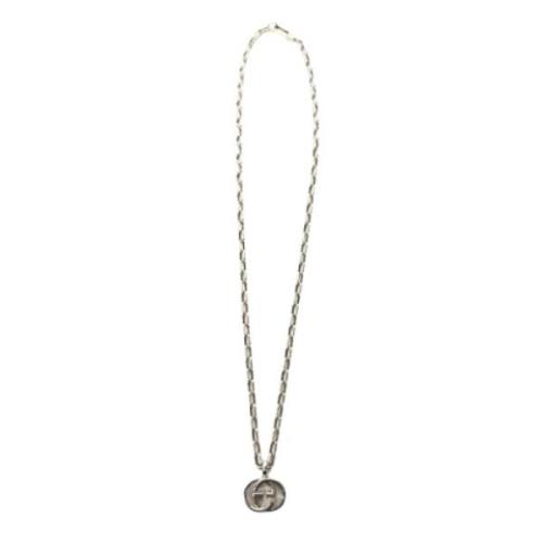 Pre-owned Metal necklaces Gucci Vintage , Gray , Dames