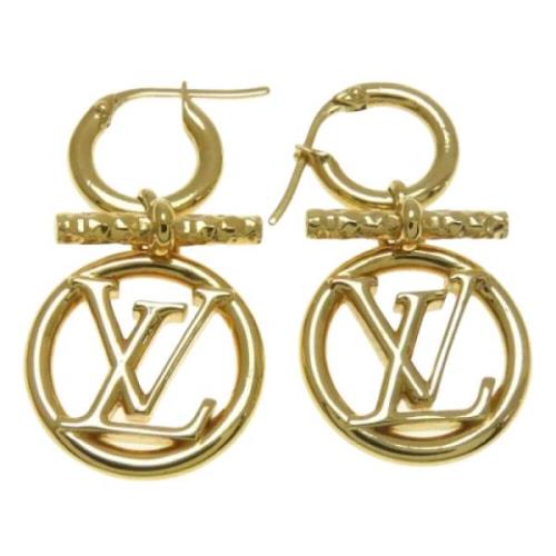 Pre-owned Metal earrings Louis Vuitton Vintage , Yellow , Dames