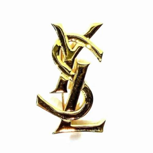 Pre-owned Metal brooches Yves Saint Laurent Vintage , Yellow , Dames