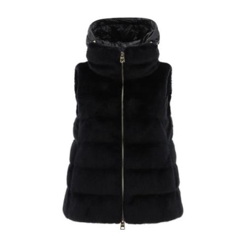 Stijlvolle Mouwloze Puffer Jas Herno , Black , Dames