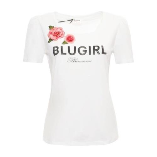 Korte Mouw T-shirt Blugirl , White , Dames