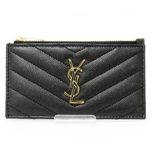 Pre-owned Leather wallets Yves Saint Laurent Vintage , Black , Dames