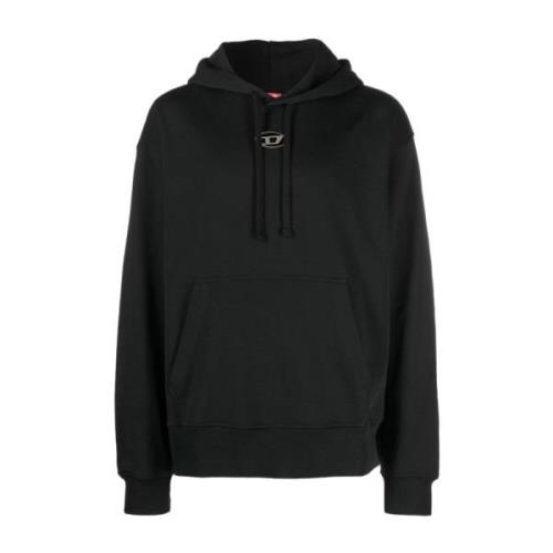 Logo-Plaque Katoenen Hoodie, Zwart Diesel , Black , Heren