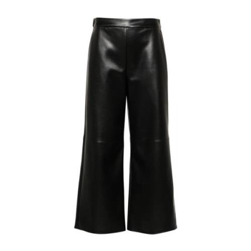 Zwarte Imitatie Leren Broek Rechte Pijp Max Mara , Black , Dames