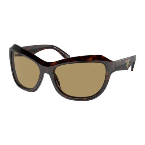 Stijlvolle zonnebril in groene tint Prada , Brown , Dames