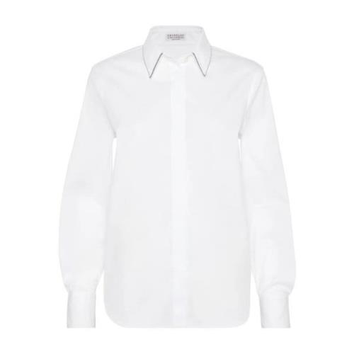 Wit Langarmshirt Brunello Cucinelli , White , Dames