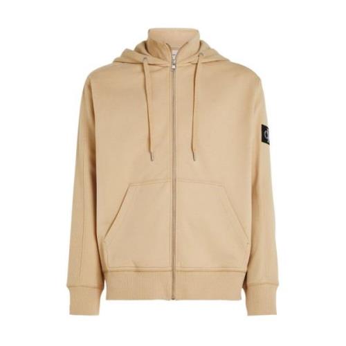 Zip Hoodie Calvin Klein Jeans , Beige , Heren