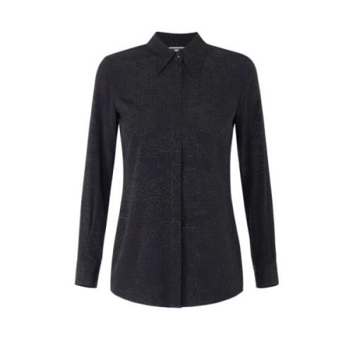 Georgette Jacquard Lettering Zwarte Shirt Elisabetta Franchi , Black ,...