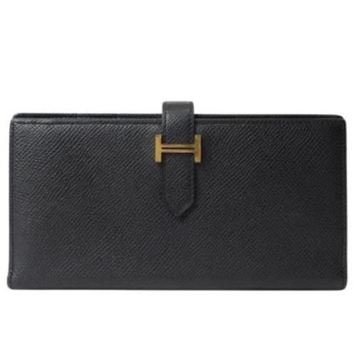 Pre-owned Leather wallets Hermès Vintage , Black , Dames