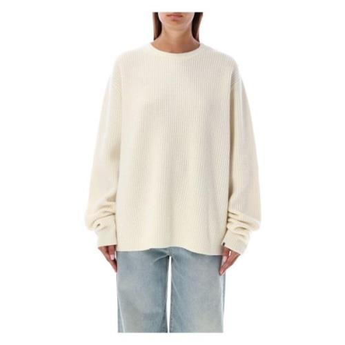 Geribbelde Cashmere Trui Roomwit Extreme Cashmere , Beige , Dames