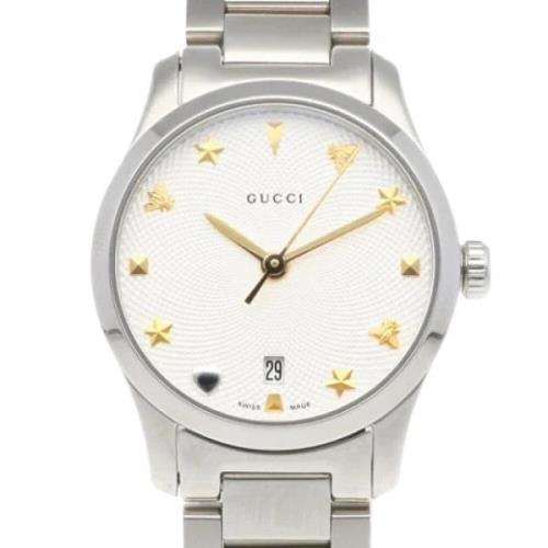 Pre-owned Stainless Steel watches Gucci Vintage , White , Dames