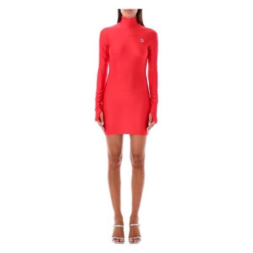 Rode High Neck Mini Jurk Aw24 Coperni , Red , Dames