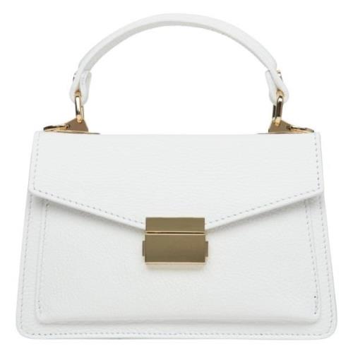 Witte Leren Satchel Handtas Estro , White , Dames