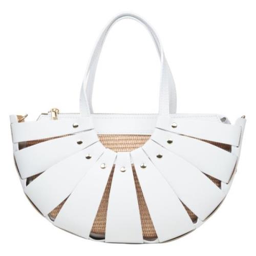 Witte Italiaans Leren Mand Handtas Estro , White , Dames