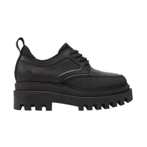 Zwarte Casual Veterschoenen Calvin Klein , Black , Dames