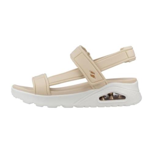 Stijlvolle Platte Sandalen voor Vrouwen Skechers , Beige , Dames