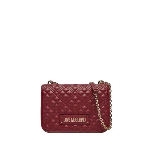 Rode Schoudertas met Gouden Details Moschino , Red , Dames