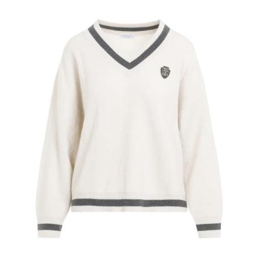 Witte Cashmere Sweater Aw24 Brunello Cucinelli , White , Dames