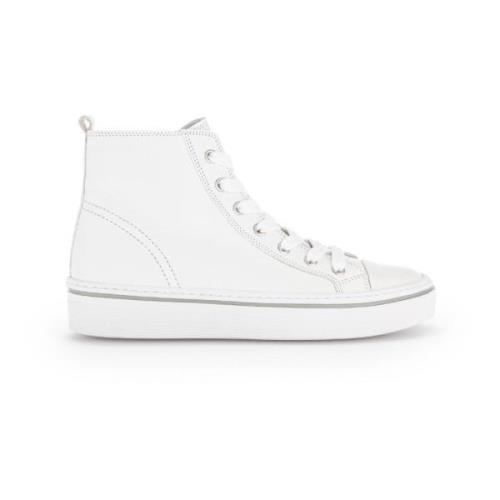 Witte Leren Hoge Sneakers Gabor , White , Dames