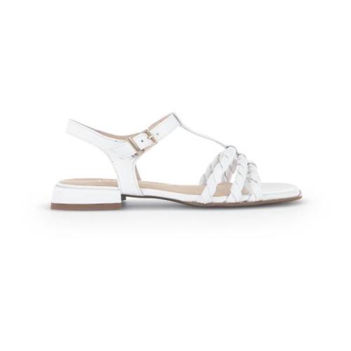 Witte leren platte sandalen Gabor , White , Dames