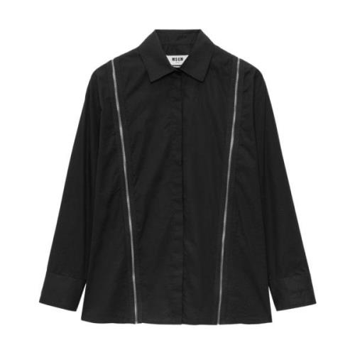 Zwarte Herenoverhemd Msgm , Black , Dames