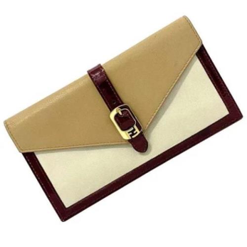 Pre-owned Leather wallets Fendi Vintage , Beige , Dames