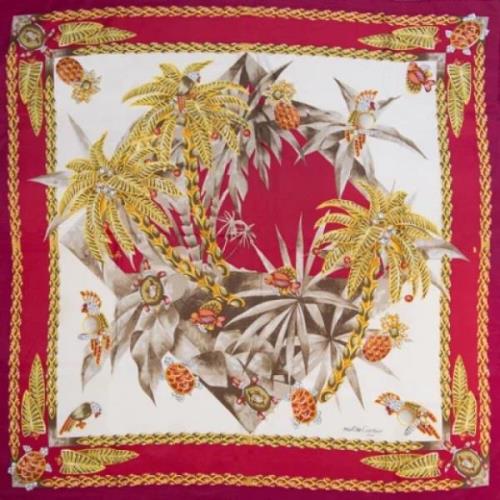 Pre-owned Silk scarves Cartier Vintage , Red , Dames