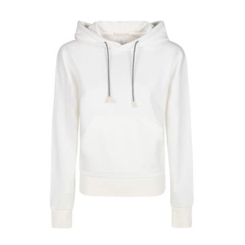 Capuchontrui van katoen, wol en leer Eleventy , White , Dames