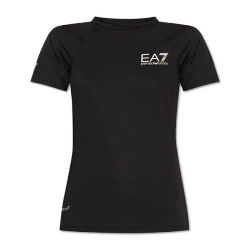 T-shirt met bedrukt logo Emporio Armani EA7 , Black , Dames