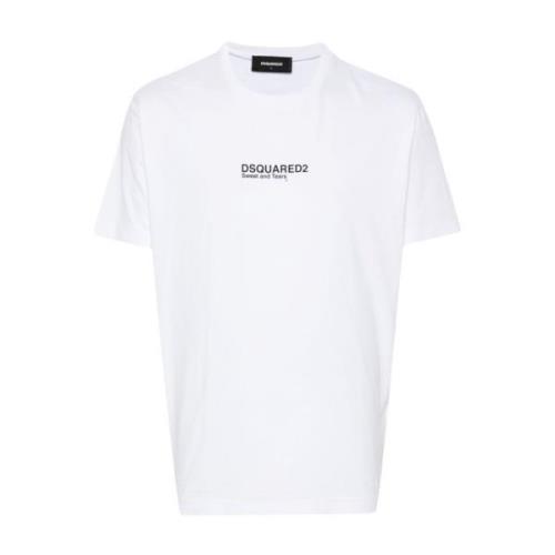 Witte T-shirts en Polos met Logo Print Dsquared2 , White , Heren